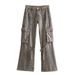 Women's Workwear Straight Leg Jeans - Mid Rise Stretch Denim Pants For Street Style Fashion (Black, Coffee, Peacock Blue)_mkmklike.com