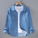 Denim Shirt Men's Long Sleeved Spring And Autumn Vintage Workwear Shirt Casual Jacket Men_mkmklike.com