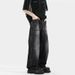 Men's Gradient Flared Jeans Black Gray Straight Leg Trousers Washed Distressed New Spring Autumn Style Sophisticated Cool_mkmklike.com