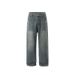 Vintage Washed Straight Leg Denim Pants For Men - Classic Relaxed Fit Jeans With Distressed Details For Casual Streetwear_mkmklike.com