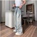 Men's Ripped Straight Leg Jeans Loose Fit Wide Leg Patchwork Design High Street Style Trendy And Cool Denim_mkmklike.com
