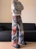 High Spring And Autumn Sunset Lace Printed Jeans Men's American Street Loose Splicing Floor Pants_mkmklike.com