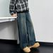 Denim Blue Wide Leg Jeans Men's New Style Loose Water Washed Youth Spring And Autumn Mid Waist Sports Trend_mkmklike.com