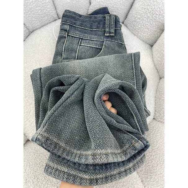 Women's Clothing High Waist Star Pattern Wide Leg Jeans Retro Loose Hip Covering Slimming Large Size Straight Trousers_mkmklike.com