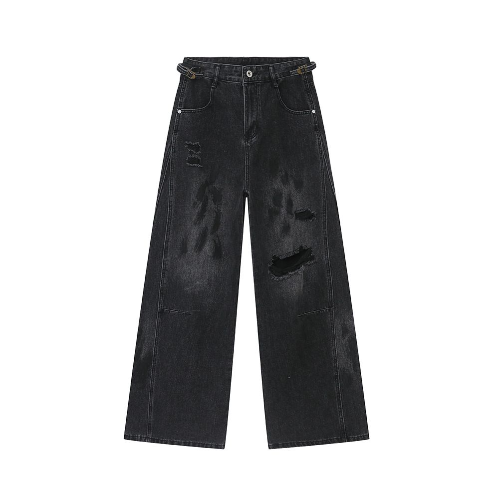 Men's Distressed Straight Leg Jeans | High Street Fashion | Vintage Wash & Ripped Details | Summer Casual Wear_mkmklike.com