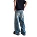 Men's Straight Wide Leg Trousers American Cleanfit Distressed Blue Jeans High Street Summer Trendy Versatile for Men And Women_mkmklike.com