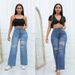 Women's Clothing High Quality Temperament Ripped Wide Leg Pants Jeans_mkmklike.com