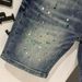 Men's Clothing Summer Ripped Denim Shorts Men's Trendy Brand Handsome Casual Straight Shorts Light Blue Ripped Shorts_mkmklike.com