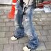 Men's Clothing High Street Fashion Brand Loose Tassel Cat Whisker Slightly Flared Trousers RO Style Wide Leg Trousers Casual Trousers Jeans_mkmklike.com