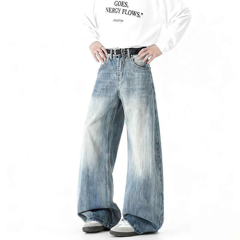 Men's Fleece-Lined Wide Leg Jeans – American Streetwear Style, Loose Fit Winter Denim Pants_mkmklike.com