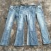 DC Retro Blue Bamboo Cotton Faded Lightning Pattern Jeans Slightly Flared Washed Distressed Cleanfit Long Pants mid Waist Loose Fit_mkmklike.com