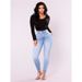 European Collection 2023 Autumn Slim Fit Pencil Jeans In Blue, Plus Size Women's Clothing, Original Order From Own_mkmklike.com