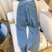 Plus-size High-waisted Women's Jeans, Trendy Brand 2024 New Japanese-style Plaid Long Pants, Youthful And Popular Thin_mkmklike.com