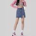 K New High Waisted A-line Slim And Sexy Split Skirt, Hip Hugging Denim Short Skirt, Pants Skirt, Women's Skirt_mkmklike.com