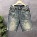 Men's Clothing Vintage Distressed Denim Shorts For Men - Relaxed Fit High Street Cargo Shorts With Ripped Details (Royal Blue, Sizes 28-36)_mkmklike.com