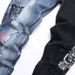 High Street Youth Slim Fit Yin-yang Color Letter Printed Elastic Perforated Small Leg Jeans_mkmklike.com
