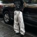 High Street White Straight Leg Jeans For Men - Distressed Washed Wide Fit Casual Denim Pants With Whisker Details_mkmklike.com