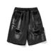 Men's Clothing Heavy Washed Denim Shorts Rub Color Contrast Design Retro Loose Pleated Hole Shorts_mkmklike.com