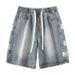 Men's Lightweight Denim Shorts - Stretchable Casual Summer Shorts With Straight Cut For Comfort & Style (Blue, S-3xl)_mkmklike.com
