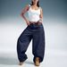 Women's High Waisted Wide Leg Jeans Original Dark Blue Patchwork Loose Fit Floor Length Curved Edge Banana Pants American High Street Style_mkmklike.com