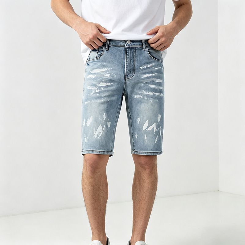 Men's Clothing Men’s Stretch Denim Shorts – Trendy Splatter Paint Design, Relaxed Fit (Sizes S-2XL)_mkmklike.com