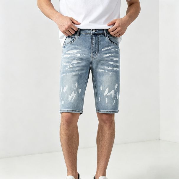 Men's Clothing Men’s Stretch Denim Shorts – Trendy Splatter Paint Design, Relaxed Fit (Sizes S-2XL)_mkmklike.com