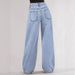 Women's High-Waisted Straight Leg Jeans – Trendy Baggy Fit, Stretch-Free Cotton Denim, Sweet & Edgy Streetwear Style_mkmklike.com