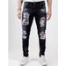 Men's Frosted Zipper Sports Jeans - Slim Fit Denim Pants With Unique Mona Lisa Wash (Greyish, S-XXXL)_mkmklike.com