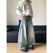 Distressed Washed Denim Jeans For Men & Women - Relaxed Fit High Waist Straight Leg Trousers With Cat Whisker Design, Trendy & Versatile_mkmklike.com