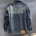 High End Design, Precision Embroidery Pock Denim Jack, Men's Spring And Autumn American Loose Workwear Splicing_mkmklike.com