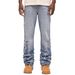 Men's Clothing Autumn Gradient Wide Leg Denim Trousers Fashionable Embroidered Straight Pants_mkmklike.com