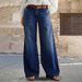 mid Rise Stretch Wide Leg Jeans for Women Casual Cotton Denim with Front And Back Pockets European And American Style_mkmklike.com