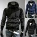 Men's Clothing Autumn and Winter New Men's Personality Colorblock Double Zipper Hooded Cardigan Slim Sweater 702_mkmklike.com