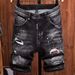 Men's Distressed Denim Shorts – Trendy Loose Fit 5-Inch Inseam Cargo Shorts (Black, 28-36)_mkmklike.com