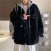 Loom Patchwork Hooded Denim For Men, Spring And Autumn, National Trend, Functional BF Style, Loose Fit, Student Couple_mkmklike.com