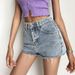 Women's Clothing Summer Solid Color High Waist Slim And Long Legs Cut Edge Old Raw Edge Denim Shorts Women's Pants_mkmklike.com