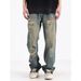 Men's Clothing Trendy High Street Style Distressed Loose Fitting Casual Straight Leg Jeans Fashion_mkmklike.com