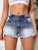 Women's Clothing Trendy Ripped Denim Shorts High Waist Washed Denim Hot Pants_mkmklike.com