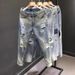 Men's Distressed Jeans Slim Fit Stretch Denim Pants With Washed Effect For Casual Wear_mkmklike.com