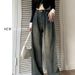 Fleece-Lined Cement Gray Vintage Pleated Wide-Leg Jeans For Women High Waist Loose Slimming Autumn Winter Petite_mkmklike.com