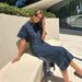 K Women's Casual Pocket Short Sleeved Shirt Split Skirt Denim Two-piece Set_mkmklike.com