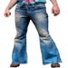 European Style Ins Punk Denim Men's Blue High-waisted Embroidered Vintage Wide-leg Pants, Versatile And Loose Fit_mkmklike.com