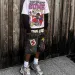 Men's Jeans Deeptown Vintage Letter Graphic Women Man Short Y2k Hip Hop Double Waisted American Style Jorts Baggy_mkmklike.com