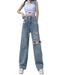High-waisted Straight Ripped Jeans Women, Summer Thin Style, 2025 New Model, Loose And Drapey Wide-leg Floor-length_mkmklike.com