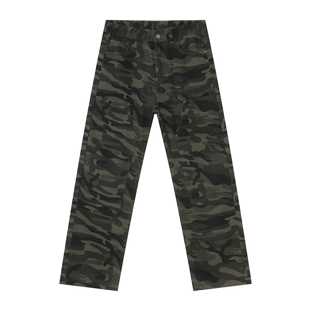 EF JEANS | 2025 Spring New American Camouflage Stitching Patch Vibe High Street Retro Slim Jeans_mkmklike.com