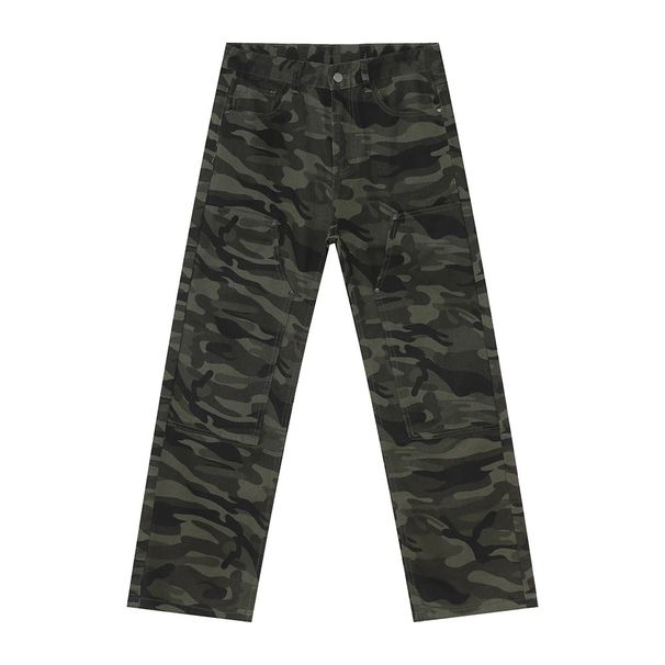 EF JEANS | 2025 Spring New American Camouflage Stitching Patch Vibe High Street Retro Slim Jeans_mkmklike.com