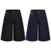 LKTM Men's Minimalist Wide Leg Cropped Jeans Loose Fit Raw Denim Unisex Cleanfit Shorts_mkmklike.com