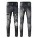 Foreign Trade Men's Trendy High Street American Ripped Hot Diamond Jeans Men's Patch Pants Slim-fit Elastic Pants 5638_mkmklike.com