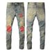 Men's Clothing American Street Denim Casual Trousers Men's Handsome Youth Blue Ripped Skinny Jeans 6552_mkmklike.com