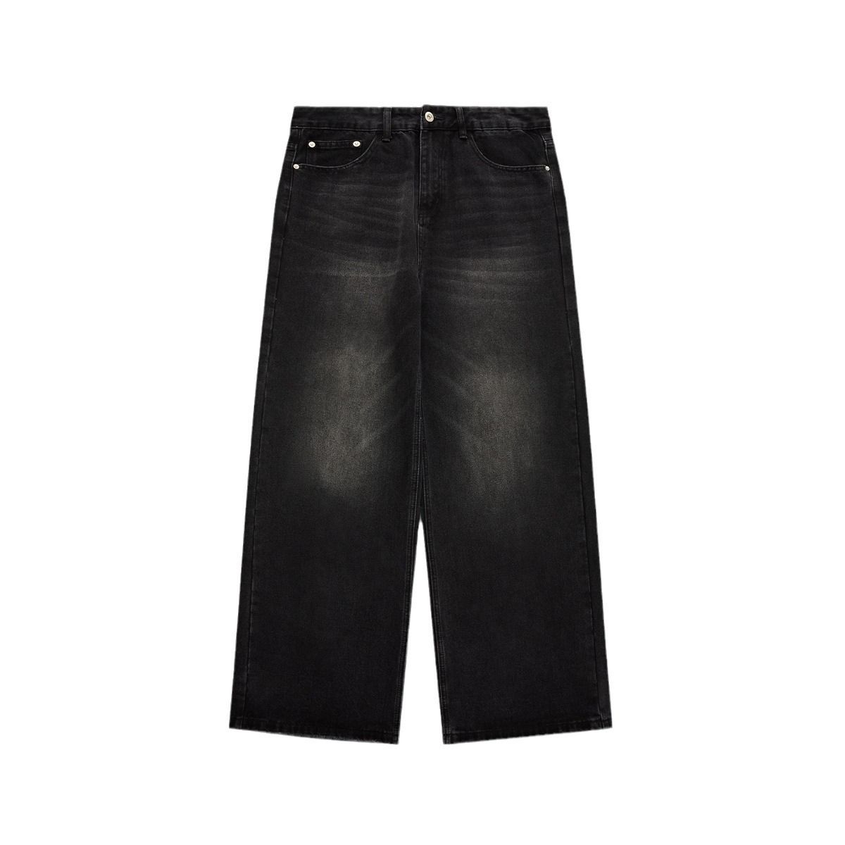 Vintage Washed Distressed Jeans For Men – Loose Fit Wide Leg Denim Pants (Black, Blue, S-XL)_mkmklike.com